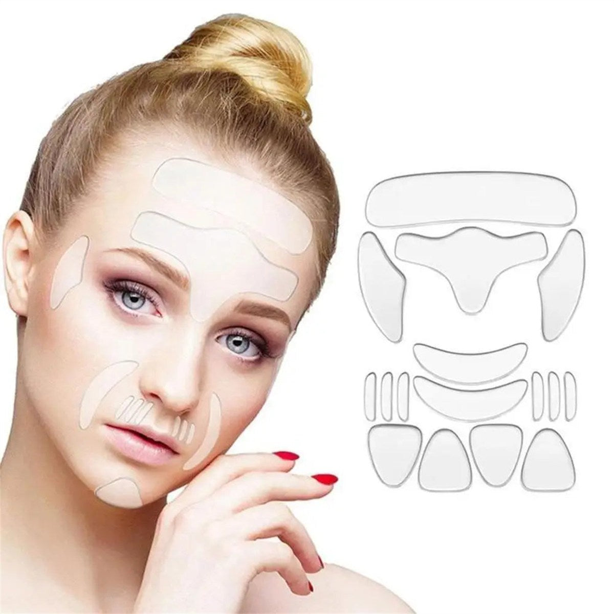 Ensemble De Patchs Faciaux Réutilisables En Silicone, 16 Pièces, Patchs Anti-Rides Pour Le Visage, Le Cou, Le Front, Les Yeux, Les Joues, La Poitrine, Outils De Beauté