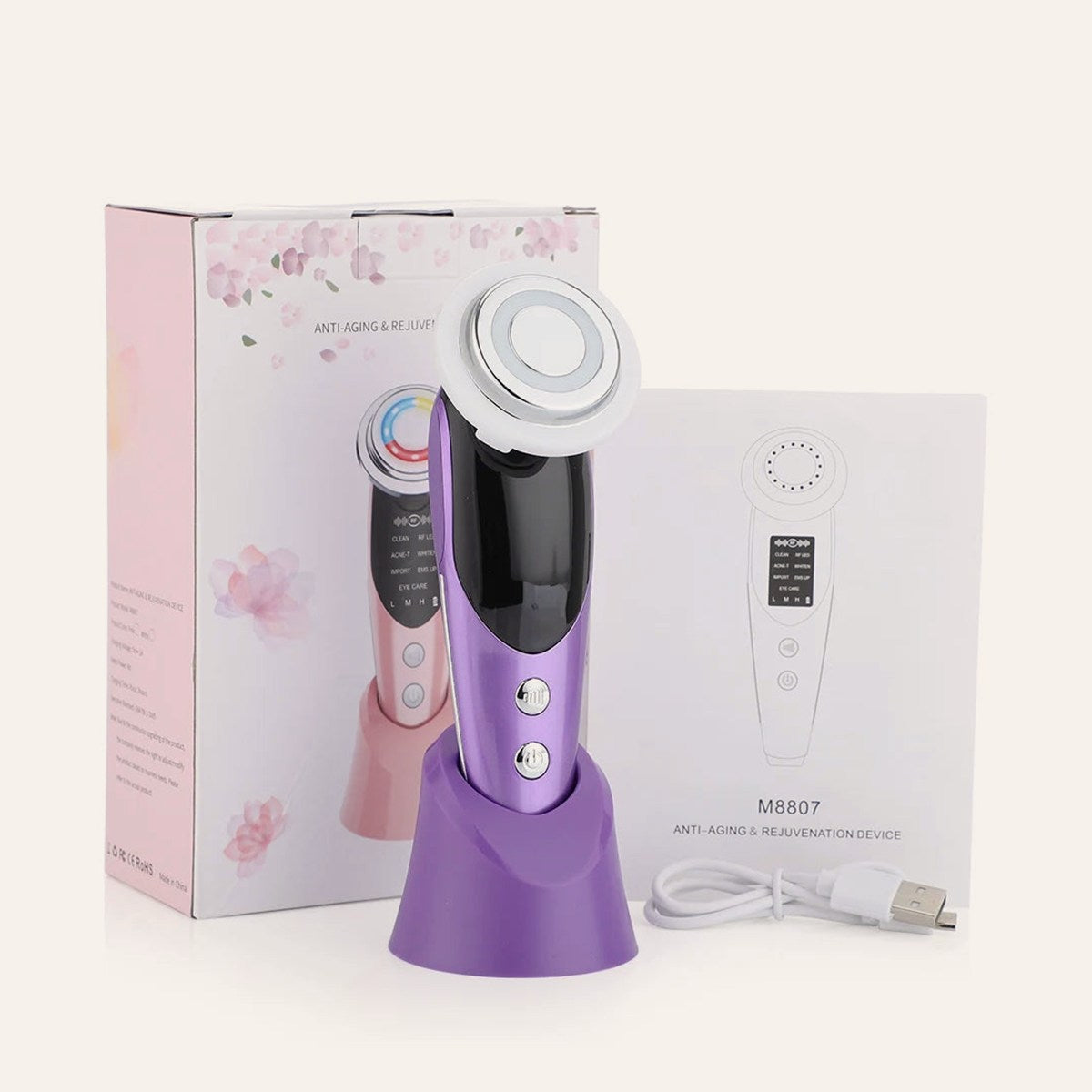 Appareil De Lifting Du Visage 7 En 1, EMS, Microcourant, Rajeunissement De La Peau, LED, Raffermissement Du Cou, Masseur, Appareil De Soins De Beauté Du Visage