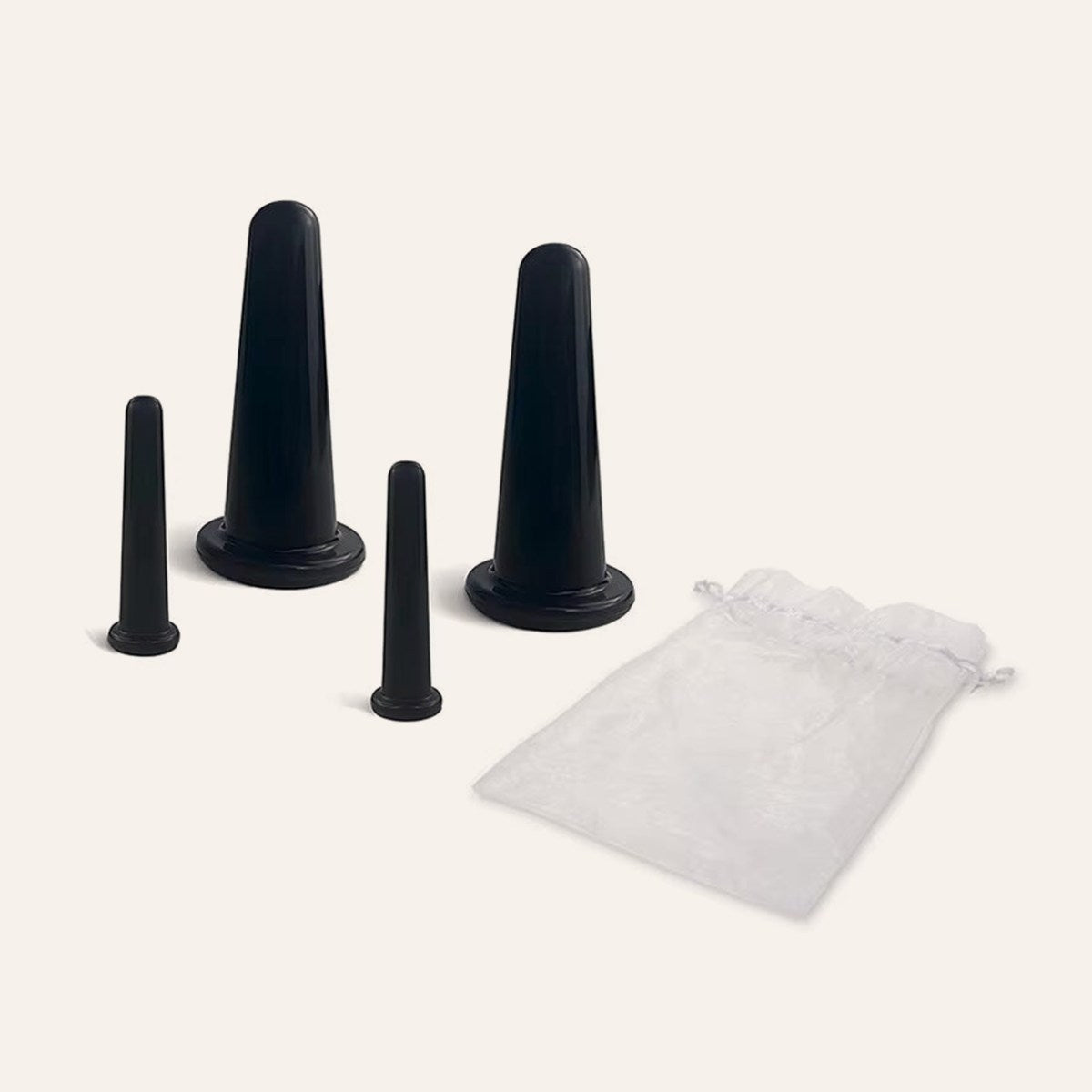 Ensemble De Ventouses Faciales En Silicone, Kit De Tasses De Massage Sous Vide, Tasse De Massage Du Visage En Silicone Naturel, Outil De Beauté Anti-Âge 4 Pièces