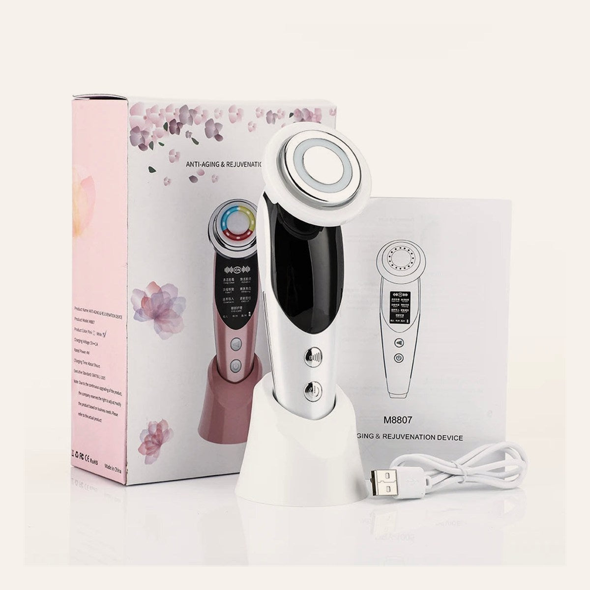 Appareil De Lifting Du Visage 7 En 1, EMS, Microcourant, Rajeunissement De La Peau, LED, Raffermissement Du Cou, Masseur, Appareil De Soins De Beauté Du Visage