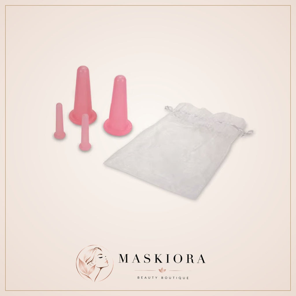 Ensemble De Ventouses Faciales En Silicone, Kit De Tasses De Massage Sous Vide, Tasse De Massage Du Visage En Silicone Naturel, Outil De Beauté Anti-Âge 4 Pièces