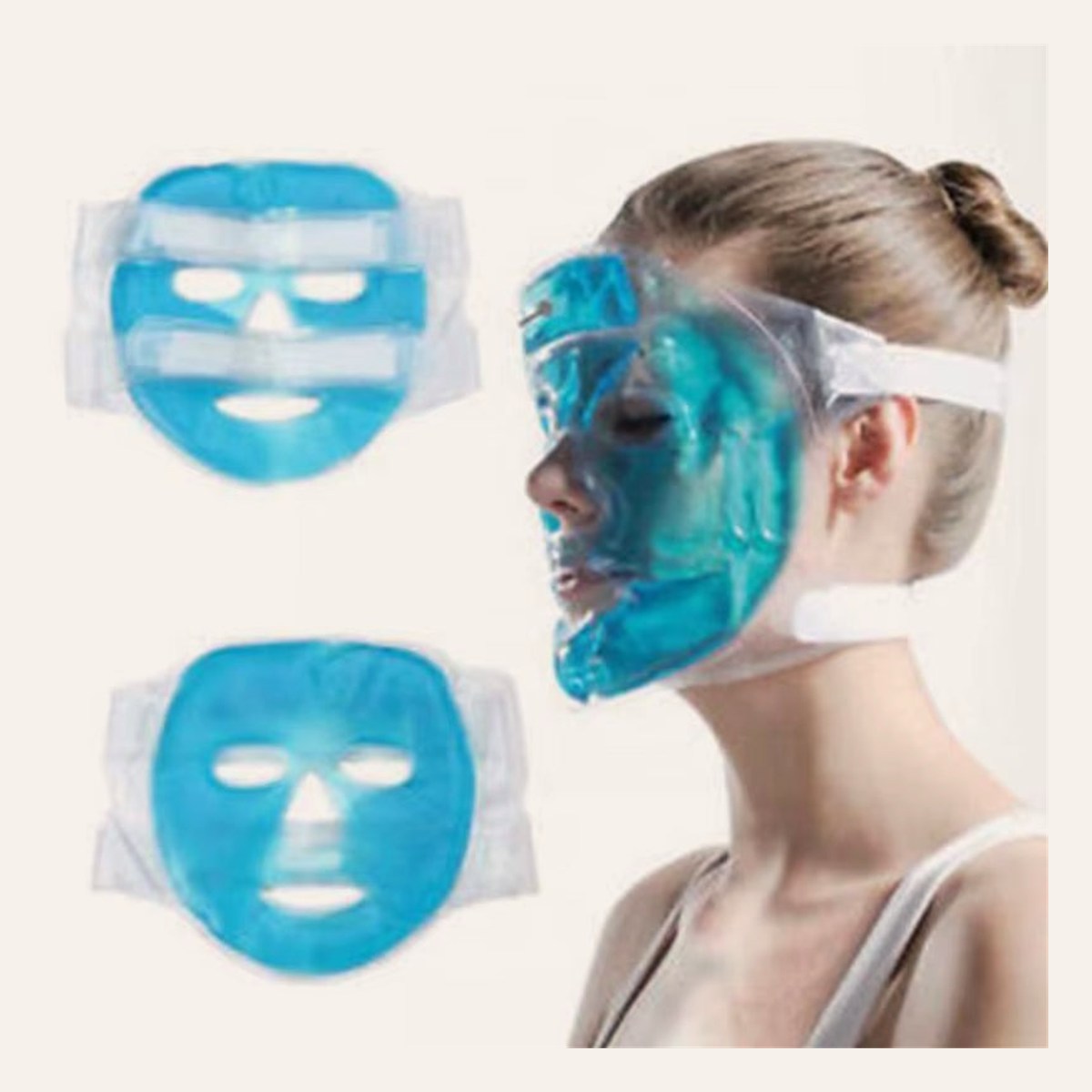 Masque Facial En Gel Froid, Compresse De Glace Bleue, Hydratant Pour Tout Le Visage, Froid Avec Coussin Facial De Relaxation