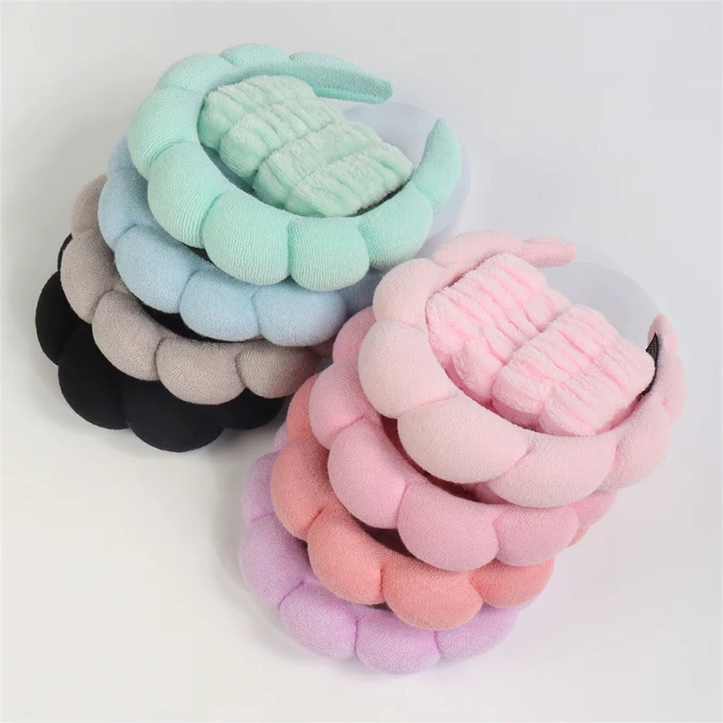 1/3 Pièces Mode Microfibre Lavage Bracelets Chouchous Gonflé Bandeau Spa Bulle Bandeau Pour Laver Le Visage Maquillage Douche Soins De La Peau