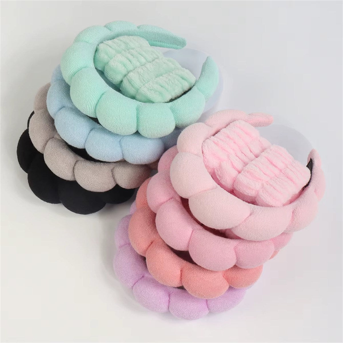 1/3 Pièces Mode Microfibre Lavage Bracelets Chouchous Gonflé Bandeau Spa Bulle Bandeau Pour Laver Le Visage Maquillage Douche Soins De La Peau
