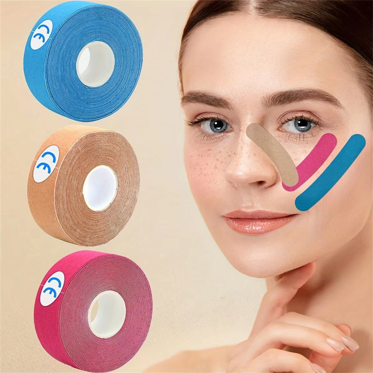 Bande Élastique De Lifting Du Visage, Soulève Instantanément L'Affaissement, La Peau Du Cou Et Le Double Menton Pour Une Mâchoire En V Définie, Réutilisable, 0,98 X 19,85 Pouces