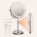 Miroir De Maquillage Debout Avec Lampe Lumineuse, Luminosité Réglable, Grossissement 10X, 3 Lumières Pour Documents, Recommandé, Miroir Cosmétique, 8 Po