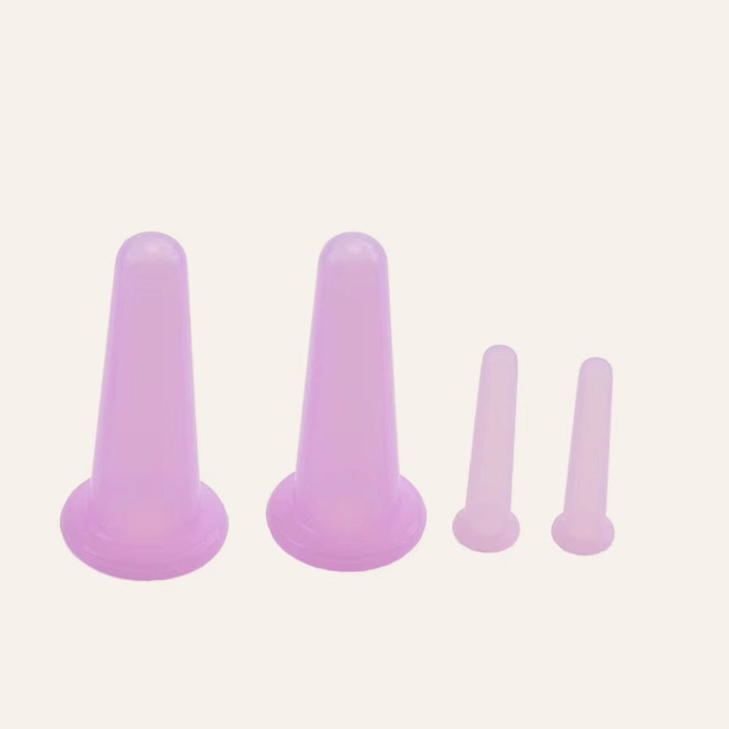 Ensemble De Ventouses Faciales En Silicone, Kit De Tasses De Massage Sous Vide, Tasse De Massage Du Visage En Silicone Naturel, Outil De Beauté Anti-Âge 4 Pièces