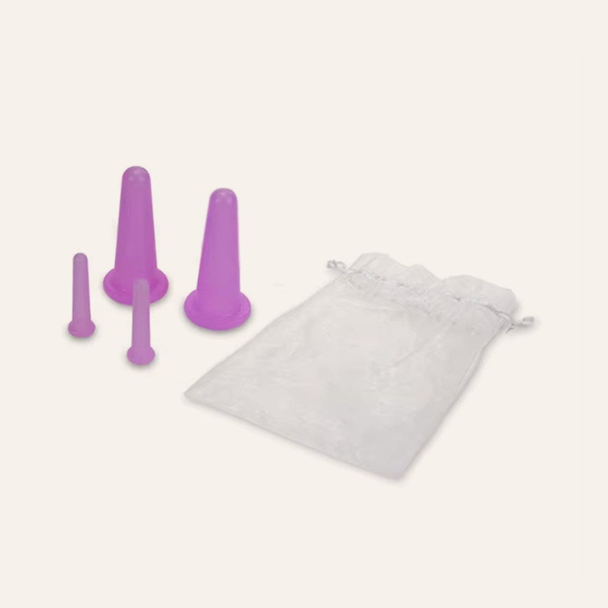 Ensemble De Ventouses Faciales En Silicone, Kit De Tasses De Massage Sous Vide, Tasse De Massage Du Visage En Silicone Naturel, Outil De Beauté Anti-Âge 4 Pièces