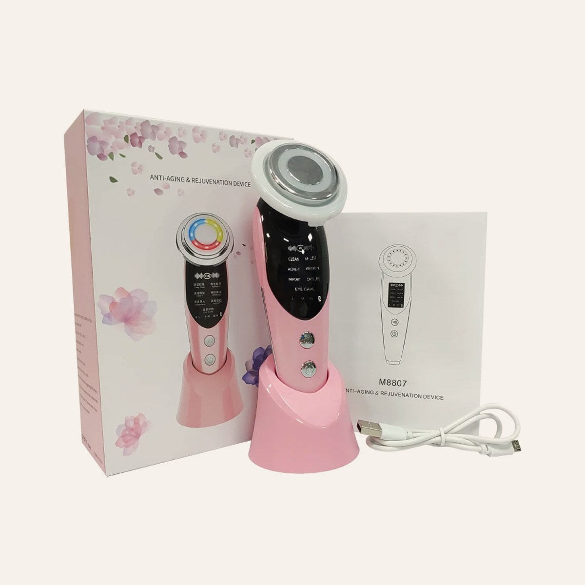 Appareil De Lifting Du Visage 7 En 1, EMS, Microcourant, Rajeunissement De La Peau, LED, Raffermissement Du Cou, Masseur, Appareil De Soins De Beauté Du Visage