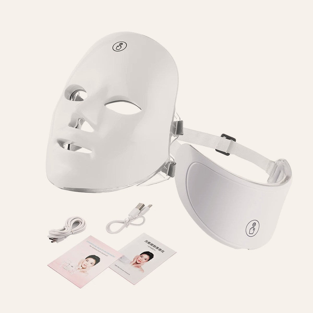 Machine De Beauté Du Visage Et Du Cou, Masque Facial LED, Masque De Cou À Photon Avec 7 Couleurs, Masseur De Soins De La Peau